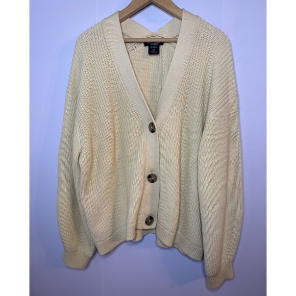 Love & Whimsy Womens Boyfriend Cardigan Sweater XXL Button Cotton Chunky Preppy - Picture 1 of 8
